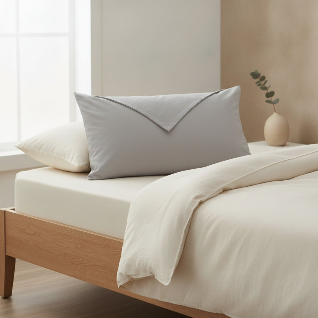 Taie d'oreiller en pur coton – Housse de coussin enveloppe pour literie maison et hôtel