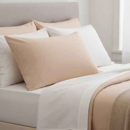 Taie d’oreiller unie en pur coton pour linge de lit